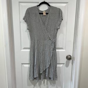 Gray short sleeve stretchy Womens dress